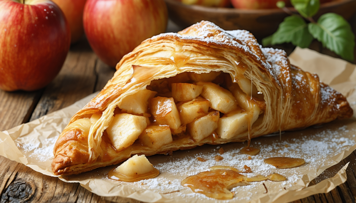 découvrez notre chausson aux pommes maison, alliant une pâte croustillante à une garniture fondante, pour une expérience gourmande qui ravit les papilles à chaque bouchée.