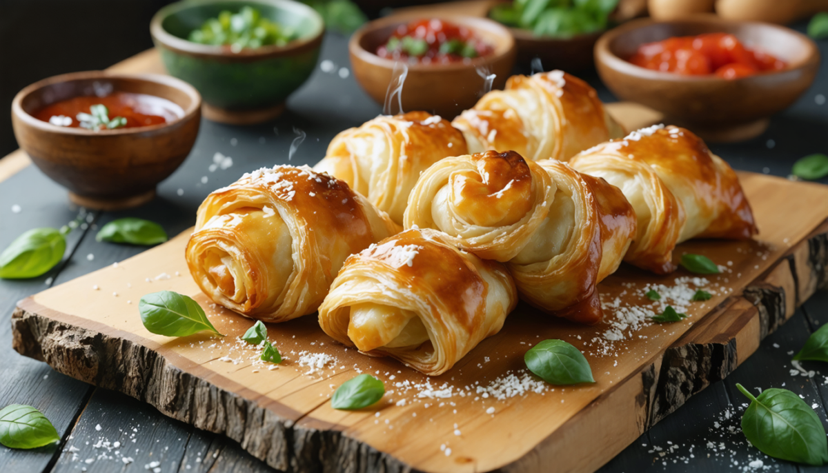 découvrez nos délicieux roulés croustillants à la pâte filo, fondants et prêts en seulement 20 minutes, parfaits pour impressionner vos invités lors de l'apéro.
