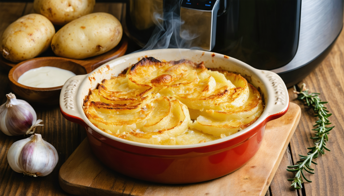 découvrez notre recette facile et rapide de gratin dauphinois croustillant à l'airfryer, sans utiliser de four. un plat savoureux et gourmand qui séduira toute la famille !