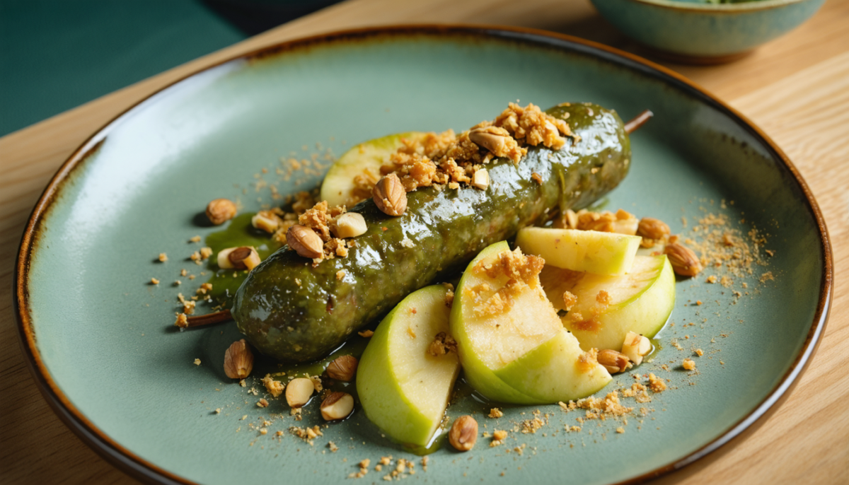 découvrez une recette élégante alliant le boudin vert traditionnel belge et la pomme en crumble croustillant aux noisettes, une revisite gourmande à la manière bistrot français.