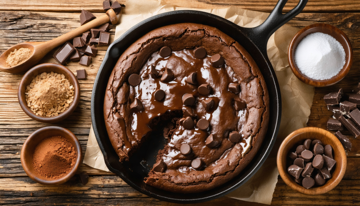 découvrez notre recette facile de brownie à la poêle, un dessert fondant et riche en chocolat, parfait pour des moments gourmands et rapides à préparer.