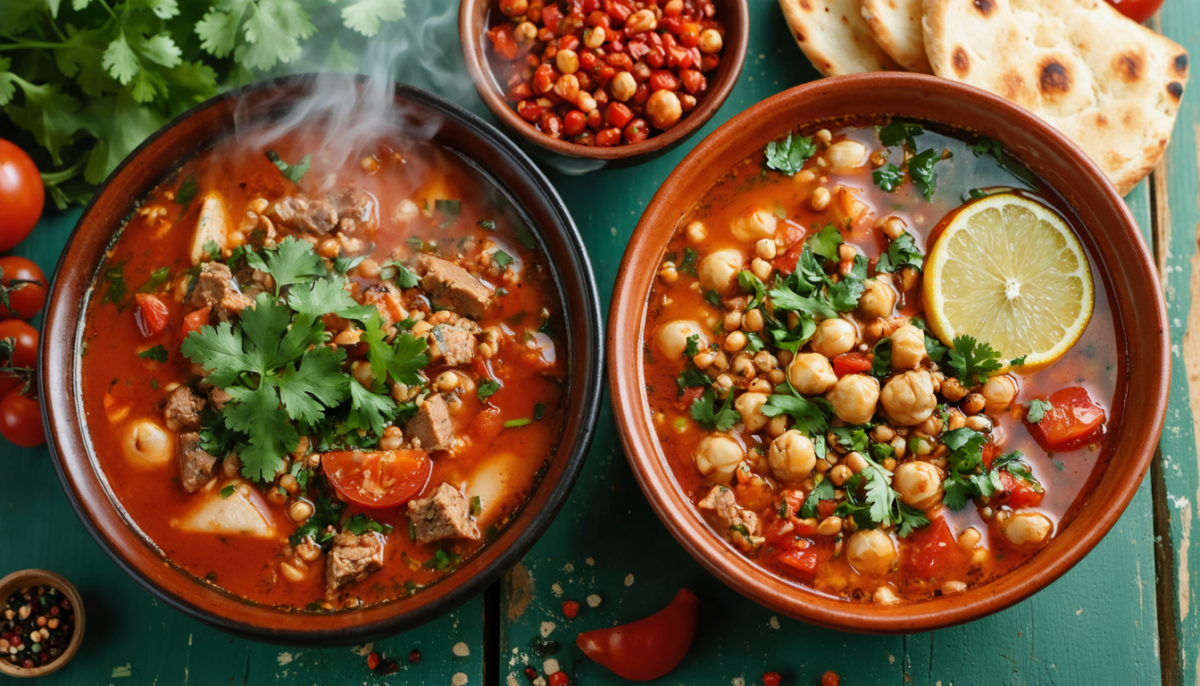 découvrez les saveurs authentiques de la chorba rouge algérienne et de la harira marocaine, deux soupes emblématiques du ramadan aux différences culturelles et gustatives uniques.