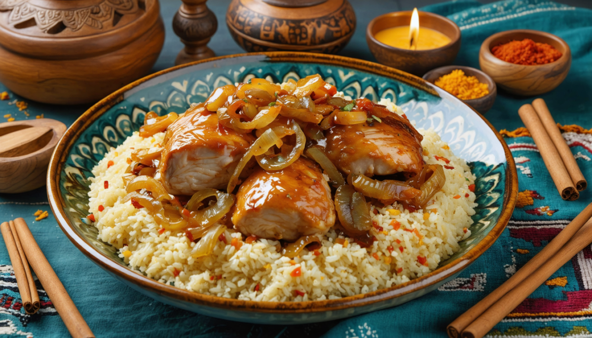 découvrez le couscous tfaya au poulet et oignons caramélisés, une recette marocaine authentique qui transforme votre repas en un festin inoubliable, riche en saveurs et traditions.