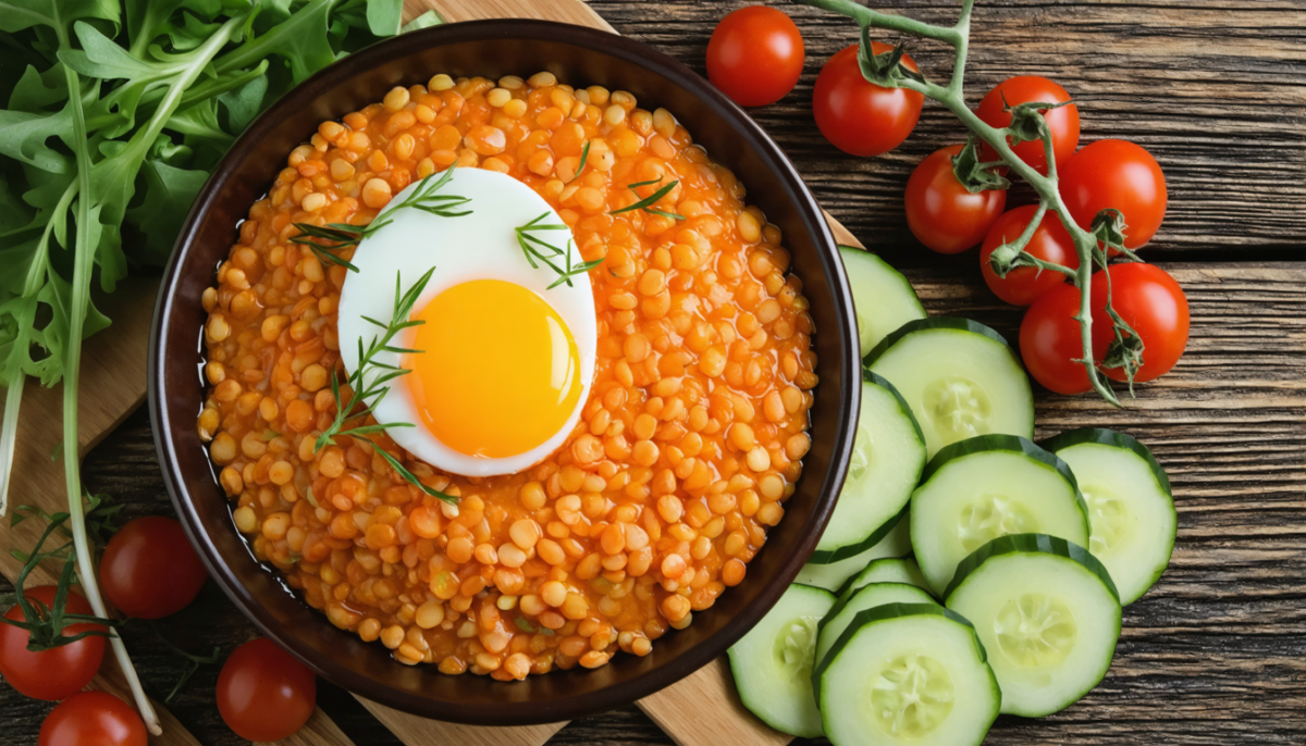 découvrez notre bowl protéiné aux lentilles corail et œuf mollet, une option savoureuse et équilibrée pour remplacer les plats classiques de la cantine midi.