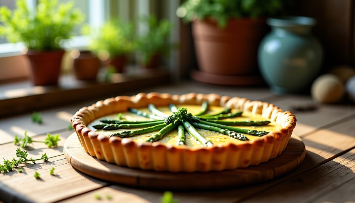 Quiche printanière aux asperges vertes et chèvre frais : la recette incontournable du mois de mars